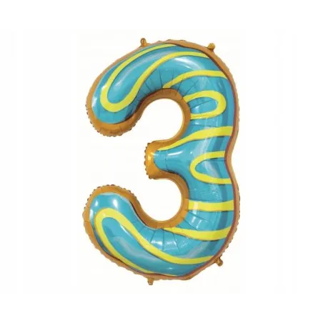 Balon Foliowy Cyfra 3 Ciasteczko 78 Cm  Impreza Urodzinowa