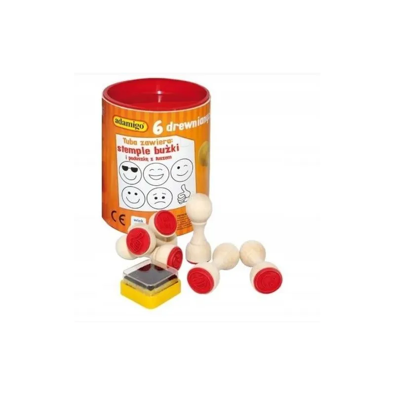 STEMPLE MOTYWACYJNE DREWNIANE PIECZĄTKI BUŹKI 6 SZTUK ADMIGO 3+
