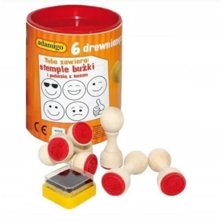 Stemple Motywacyjne Drewniane Pieczątki Buźki 6 Sztuk Admigo 3+