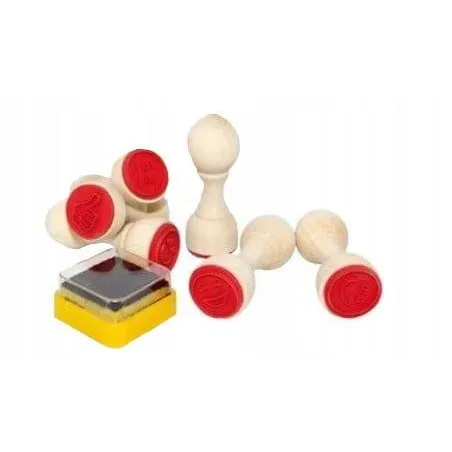 Stemple Motywacyjne Drewniane Pieczątki Buźki 6 Sztuk Admigo 3+