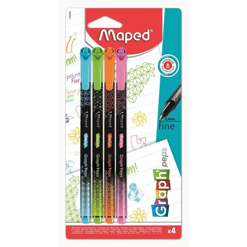 ZESTAW 4 CIERNKOPISÓW MAPED – KOLOROWE PISAKI DO NOTATEK I SZKOŁY