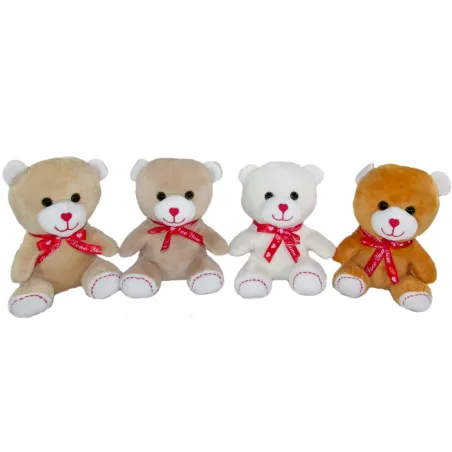 PLUSZAK MIŚ 15CM SIEDZĄCY Z KOKARDKĄ 3+