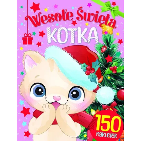Wesołe Święta Kotka. Kolorowanka Z Naklejkami