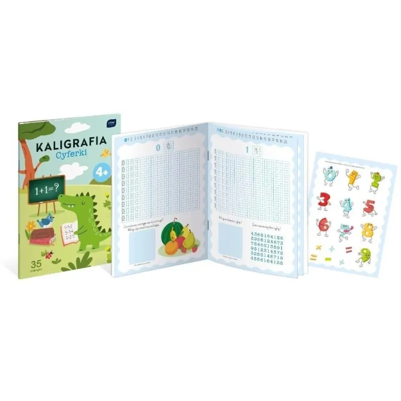 CYFERKI. KALIGRAFIA. ZESZYT Z NAKLEJKAMI 4+