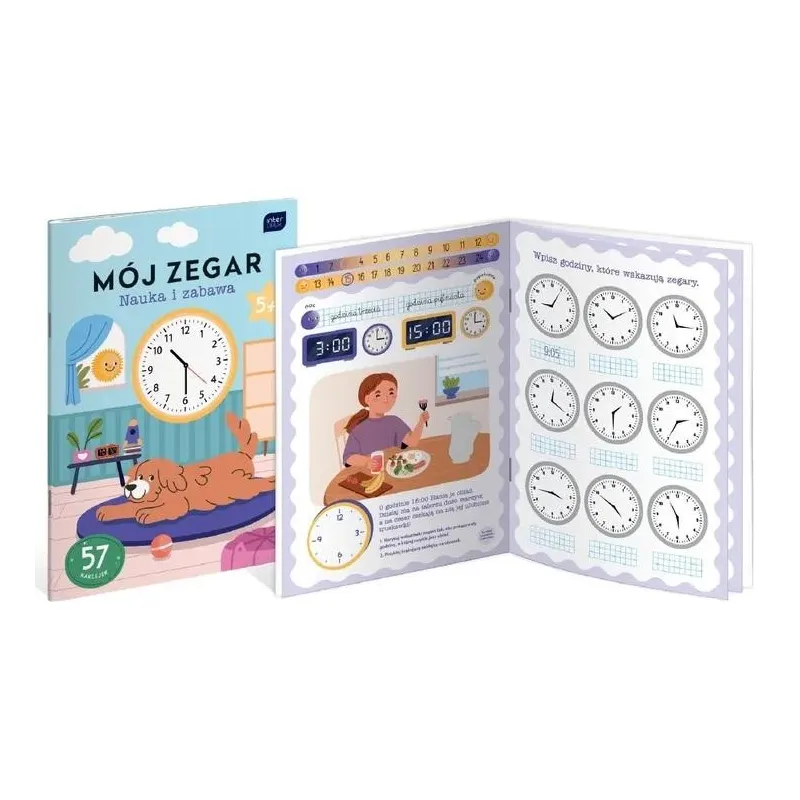 MÓJ ZEGAR. NAUKA I ZABAWA Z NAKLEJKAMI 5+