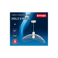 LAMPA WISZĄCA 50 CM BIAŁA METALOWA E27 ACTIVEJET HOLLY 6