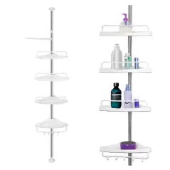 ORGANIZER NAROŻNA PÓŁKA ŁAZIENKOWA ZE STALI NIERDZEWNEJ REGULOWANA 100–320 CM