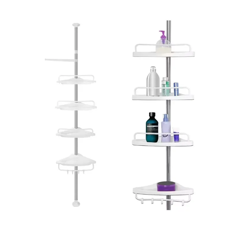ORGANIZER NAROŻNA PÓŁKA ŁAZIENKOWA ZE STALI NIERDZEWNEJ REGULOWANA 100–320 CM