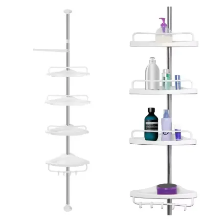 ORGANIZER NAROŻNA PÓŁKA ŁAZIENKOWA ZE STALI NIERDZEWNEJ REGULOWANA 100–320 CM