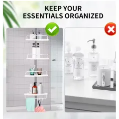ORGANIZER NAROŻNA PÓŁKA ŁAZIENKOWA ZE STALI NIERDZEWNEJ REGULOWANA 100–320 CM