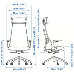 KRZESŁO OBROTOWE BIUROWE ERGONOMICZNE Z PODŁOKIETNIKAMI IKEA JÄRVFJÄLLET