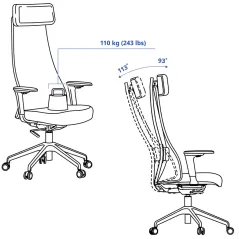 KRZESŁO OBROTOWE BIUROWE ERGONOMICZNE Z PODŁOKIETNIKAMI IKEA JÄRVFJÄLLET