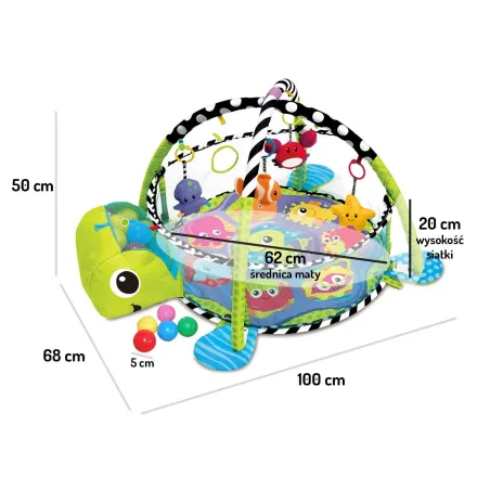 Mata Edukacyjna Kojec Dla Dzieci 3W1 Żółw Z Piłeczkami 0M+