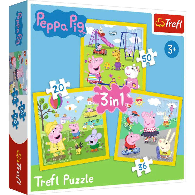 WESOŁY DZIEŃ PEPPY PUZZLE 3W1 20 + 36 + 50 ELEMENTÓW 3+ - Trefl
