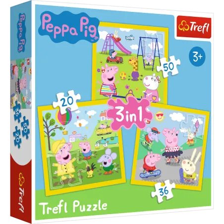 Wesoły Dzień Peppy Puzzle 3W1 20 + 36 + 50 Elementów 3+