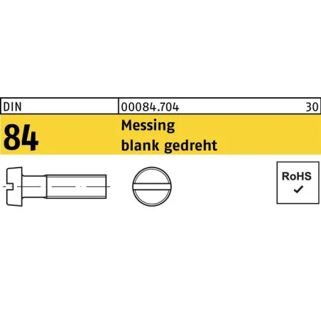 Śruba Mosiężna Walcowa Płaska Din 84 M1.6X4 (100 Szt)