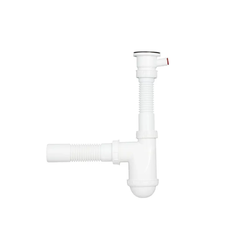 SYFON DO ZLEWU JEDNOKOMOROWEGO Z ODPŁYWEM NA PRALKĘ I METALOWYM SITKIEM SYF031