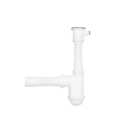 Syfon Do Zlewu Jednokomorowego Z Odpływem Na Pralkę I Metalowym Sitkiem Syf031