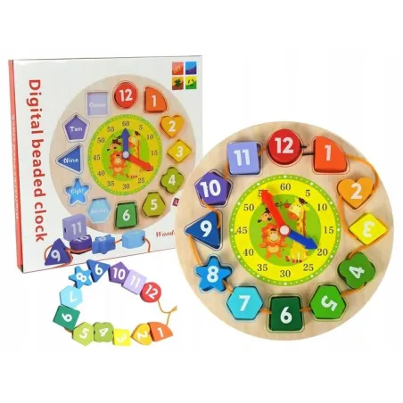 Drewniany Zegar Sorter Koraliki Do Nawlekania Lean Toys 3+