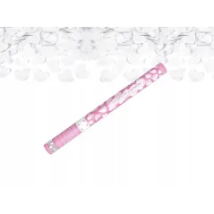 STRZELAJĄCA TUBA Z SERCAMI KONFETTI BIAŁE 60 CM - PartyDeco