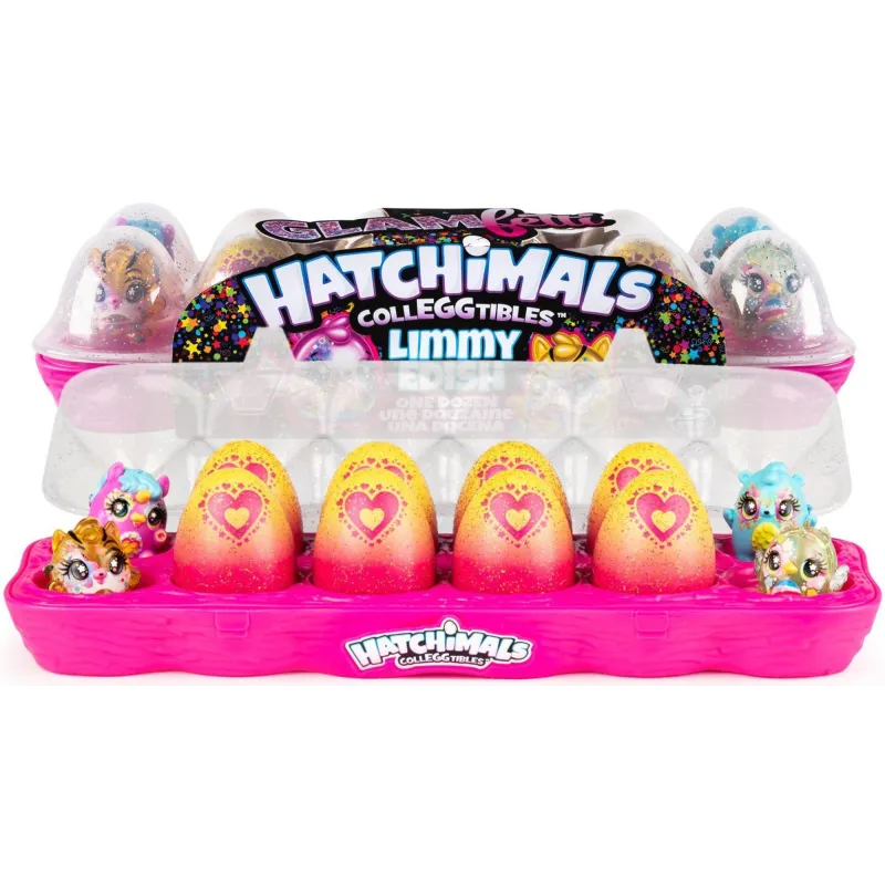 HATCHIMALS LIMMY EDISH GLAMFETTI FIGURKI W JAJKACH 12 SZTUK