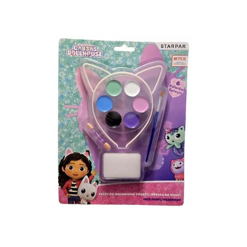 FARBY DO MALOWANIA TWARZY KOCI DOMEK GABI 6 KOLORÓW BEZPIECZNE I KREATYWNE STARPAK 3+