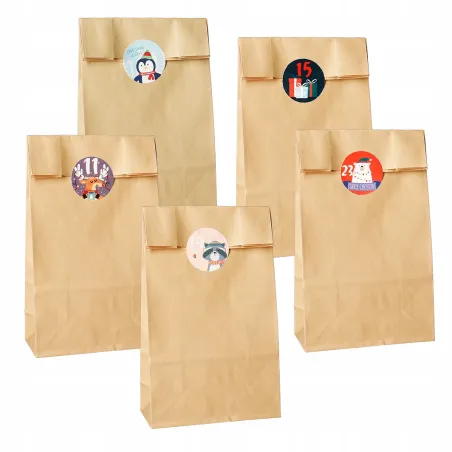 KALENDARZ ADWENTOWY ZESTAW TOREBEK + NUMERKI 24 SZT INCOOD