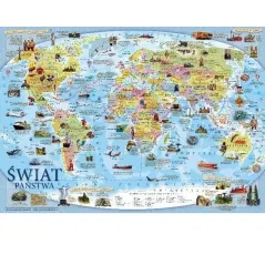 ŚWIAT MAPA POLITYCZNA PLAKAT EDUKACYJNY DLA DZIECI