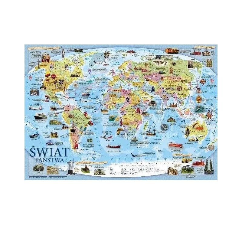 ŚWIAT MAPA POLITYCZNA PLAKAT EDUKACYJNY DLA DZIECI