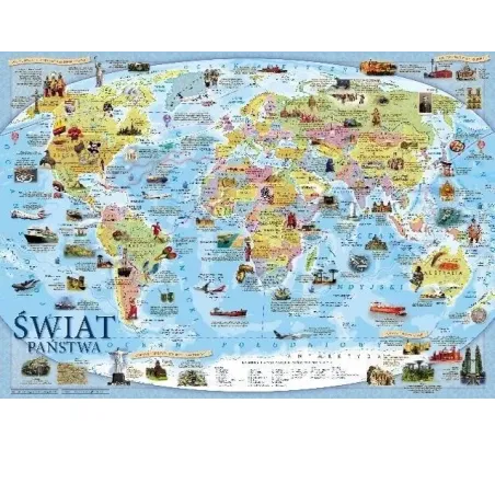 ŚWIAT MAPA POLITYCZNA PLAKAT EDUKACYJNY DLA DZIECI