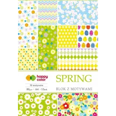BLOK Z MOTYWAMI SPRING 80G 15 ARKUSZY 30 MOTYWÓW A4