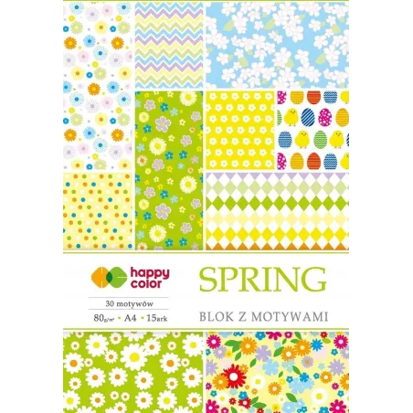 BLOK Z MOTYWAMI SPRING 80G 15 ARKUSZY 30 MOTYWÓW A4