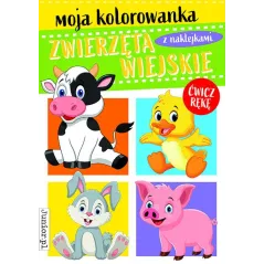 ZWIERZĘTA WIEJSKIE MOJA KOLOROWANKA Z NAKLEJKAMI - Books & Fun