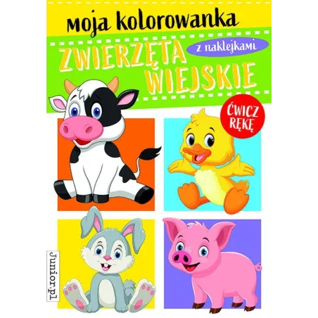 ZWIERZĘTA WIEJSKIE MOJA KOLOROWANKA Z NAKLEJKAMI - Books & Fun