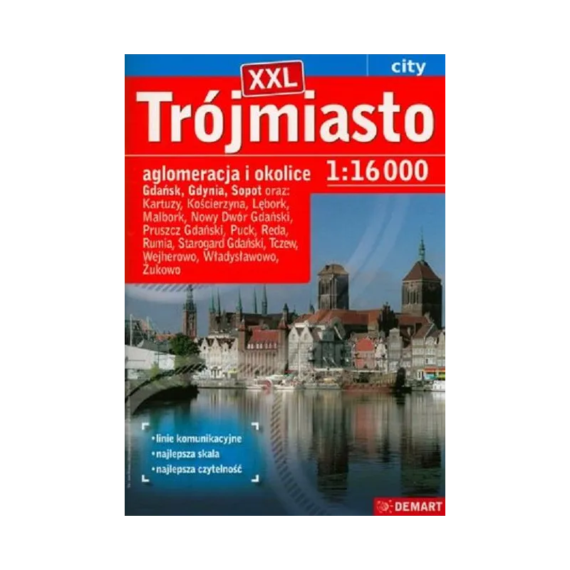 TRÓJMIASTO XXL AGLOMERACJA I OKOLICE 1:16 000 PLAN MIASTA - Demart