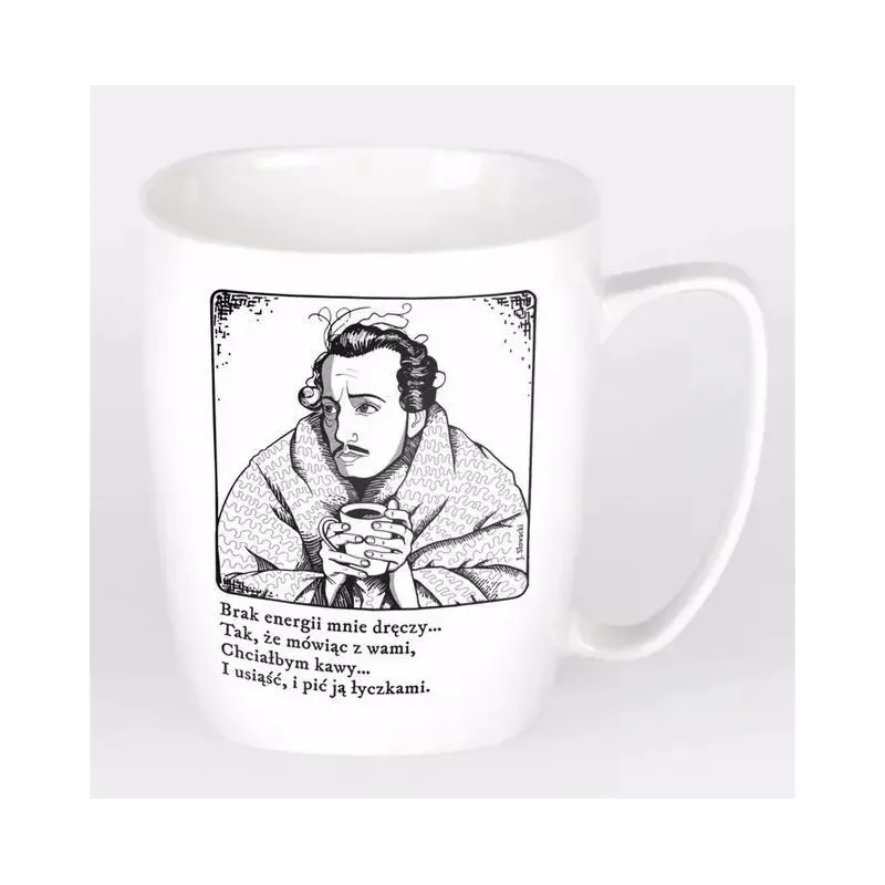 KUBEK CERAMICZNY BIAŁY JULIUSZ SŁOWACKI 360 ML