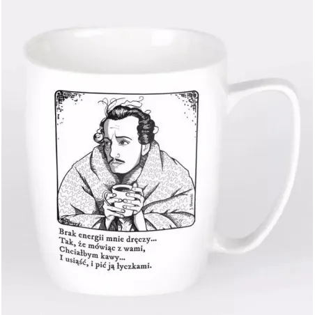 KUBEK CERAMICZNY BIAŁY JULIUSZ SŁOWACKI 360 ML