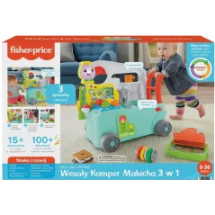 FISHER-PRICE UCZ SIĘ I ŚMIEJ WESOŁY KAMPER MALUCHA 3 POZIOMY NAUKI 9-36 MIESIĘCY
