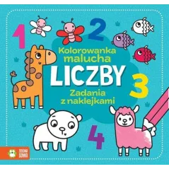LICZBY. KOLOROWANKA MALUCHA. ZADANIA Z NAKLEJKAMI