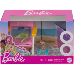BARBIE ZESTAW PLAŻOWY LEŻAK TORBA I ZWIERZĄTKO 3+