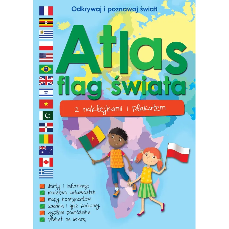 ATLAS FLAG ŚWIATA Z NAKLEJKAMI I PLAKATEM