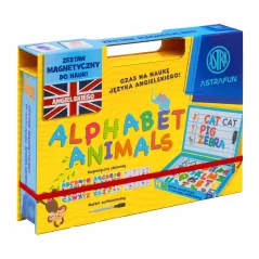 ALPHABET ANIMALS. MAGNETYCZNY ZESTAW DO NAUKI ANGIELSKIEGO ALFABET W PUDEŁKU Z RĄCZKĄ 76 ELEMENTÓW