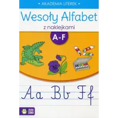 WESOŁY ALFABET Z NAKLEJKAMI A-F 4+ - Zielona Sowa