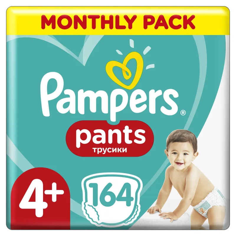 PIELUCHOMAJTKI PAMPERS PANTS ROZMIAR 4+ 164 SZT 9-15KG - Procter & Gamble
