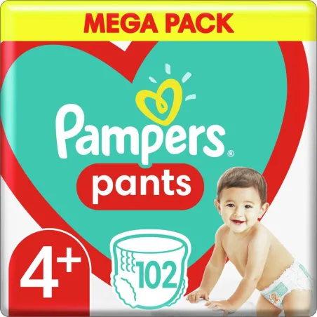 PIELUCHOMAJTKI PAMPERS PANTS ROZMIAR 4+ 9-15 KG 102 SZT.