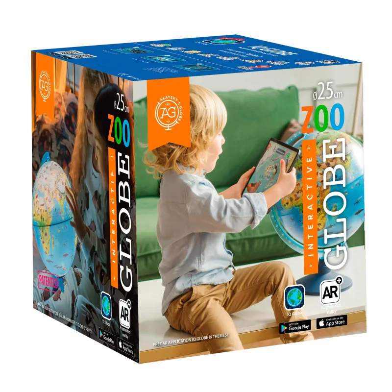 GLOBUS ZE ZWIERZĘTAMI INTERAKTYWNY LED 25 CM Z ROZSZERZONĄ RZECZYWISTOŚCIĄ - Alaysky