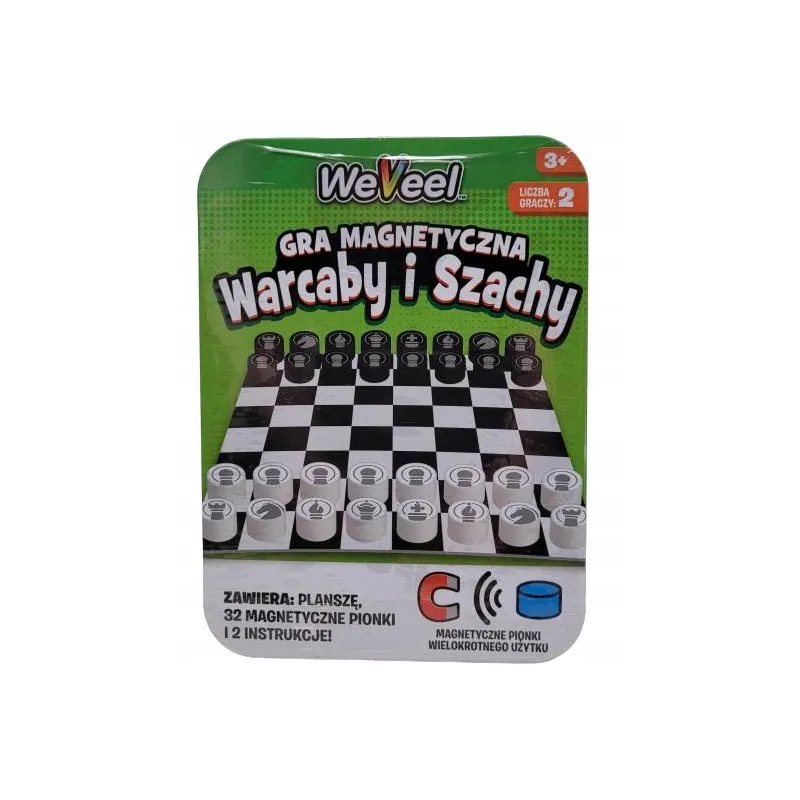 WEVEEL SZACHY I WARCABY GRA MAGNETYCZNA PODRÓŻNA 3+