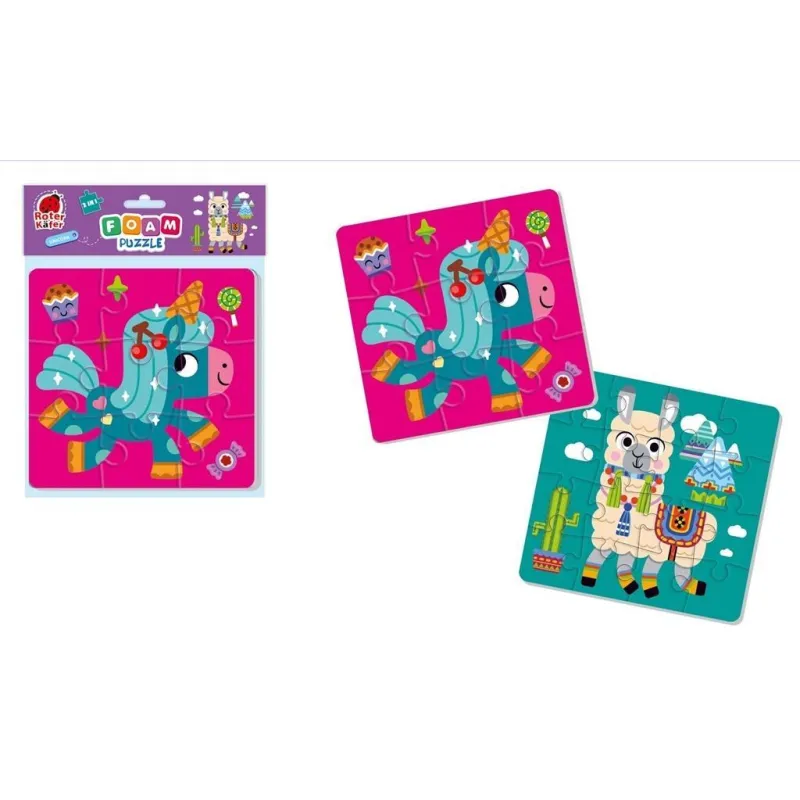 PUZZLE PIANKOWE 2 W 1 LAMA JEDNOROŻEC 3+ - Roter-Kafer