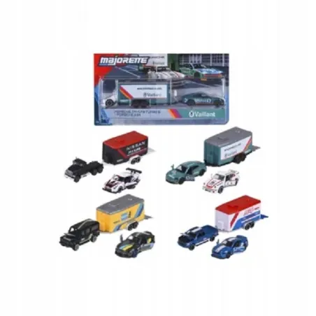 RACING DELUXE PRZYCZEPY MIX ZESTAW POJAZDÓW I AKCESORIÓW MAJORETTE 3+