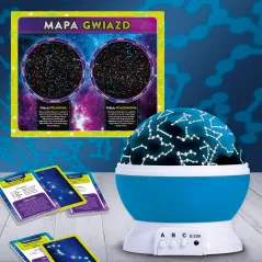 NAUKA O GWIAZDACH MAŁY GENIUSZ ZESTAW NAUKOWY PLANETARIUM Z RZUTNIKIEM 7–12 LAT